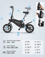 ANCHEER 14" Folding Electric Bike, 500W Max Motor, 20MPH, Dual Shock Absorber, 48V 374Wh Battery, Brake Taillight, Cruise Control, Twist Throttle & PAS, StreetRider Electric Bicycle for Adults Teens