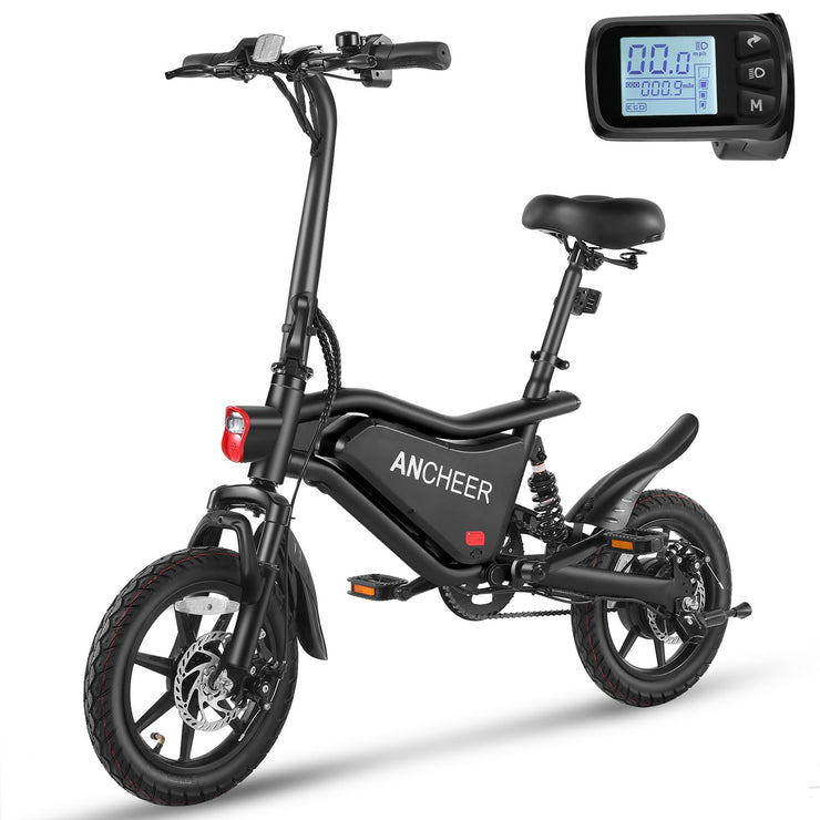 ANCHEER 14" Folding Electric Bike, 500W Max Motor, 20MPH, Dual Shock Absorber, 48V 374Wh Battery, Brake Taillight, Cruise Control, Twist Throttle & PAS, StreetRider Electric Bicycle for Adults Teens